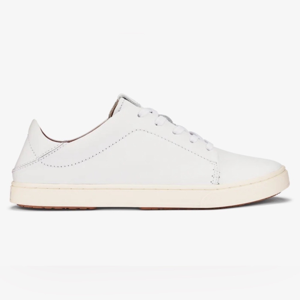 OluKai Pehuea Li’Ili Bright White  Leather Sneakers
